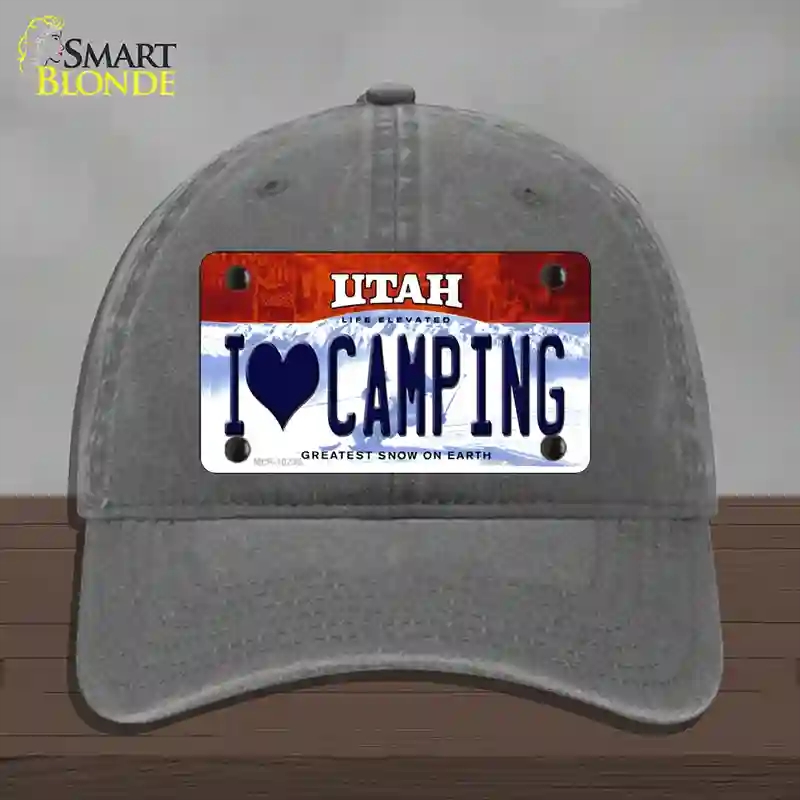 HAT08-MLP-10238 I Love Camping Utah Novelty License Plate Hat, Unconstructed Cotton - Charcoal