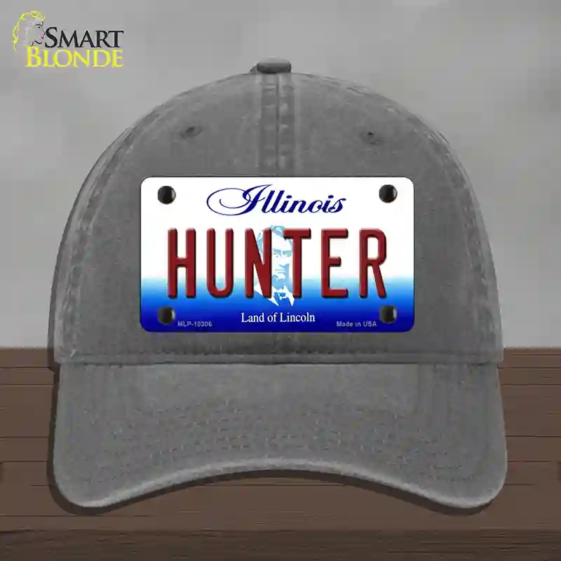 HAT08-MLP-10306 Hunter Illinois Novelty License Plate Hat, Unconstructed Cotton - Charcoal