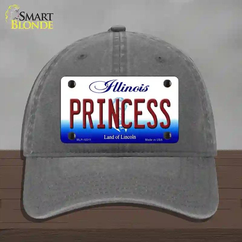 HAT08-MLP-10311 Princess Illinois Novelty License Plate Hat, Unconstructed Cotton - Charcoal