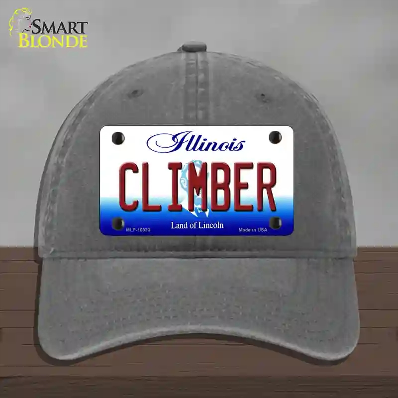 HAT08-MLP-10323 Climber Illinois Novelty License Plate Hat, Unconstructed Cotton - Charcoal