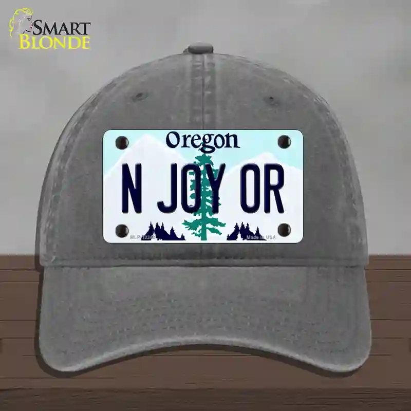 HAT08-MLP-10340 N Joy OR Oregon Novelty License Plate Hat, Unconstructed Cotton - Charcoal