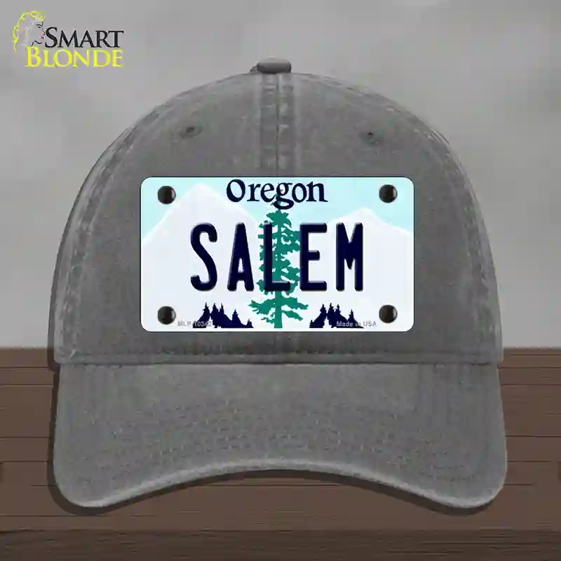 HAT08-MLP-10342 Salem Oregon Novelty License Plate Hat, Unconstructed Cotton - Charcoal