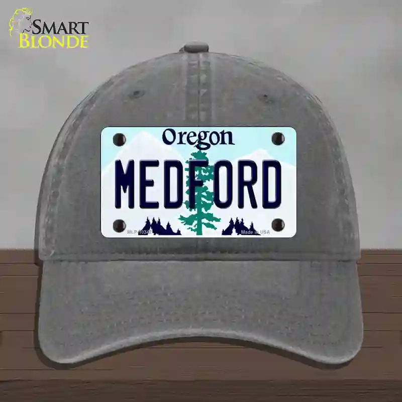 HAT08-MLP-10347 Medford Oregon Novelty License Plate Hat, Unconstructed Cotton - Charcoal