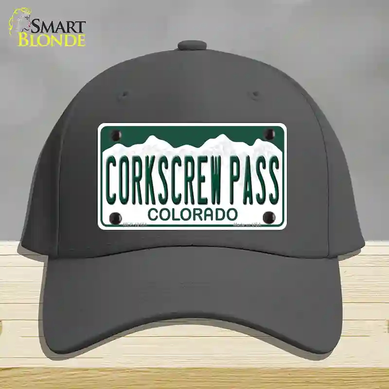 HAT04-MLP-12151 Corkscrew Pass Colorado Novelty License Plate Hat, Cotton - Charcoal