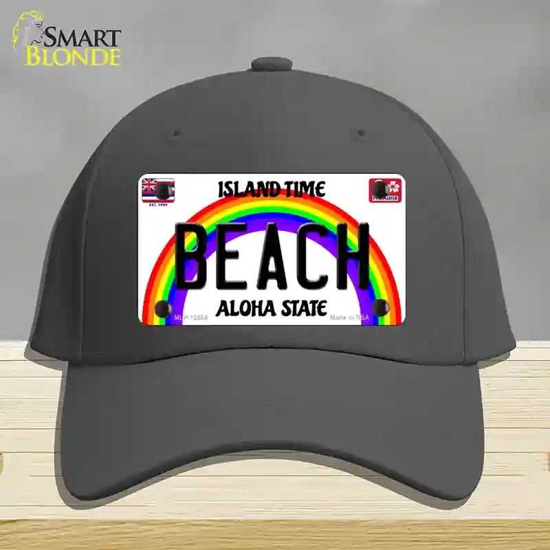 HAT04-MLP-12554 Beach Hawaii Novelty License Plate Hat, Cotton - Charcoal