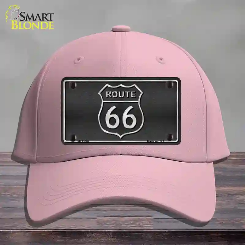 HAT05-MLP-094 Route 66 Shield Black Novelty License Plate Hat, Cotton - Pink
