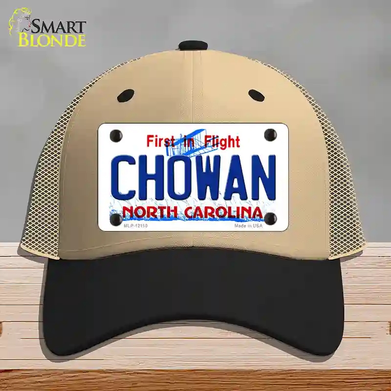 HAT02-MLP-12110 Chowan North Carolina State Novelty License Plate Hat, Mesh - Khaki & Black