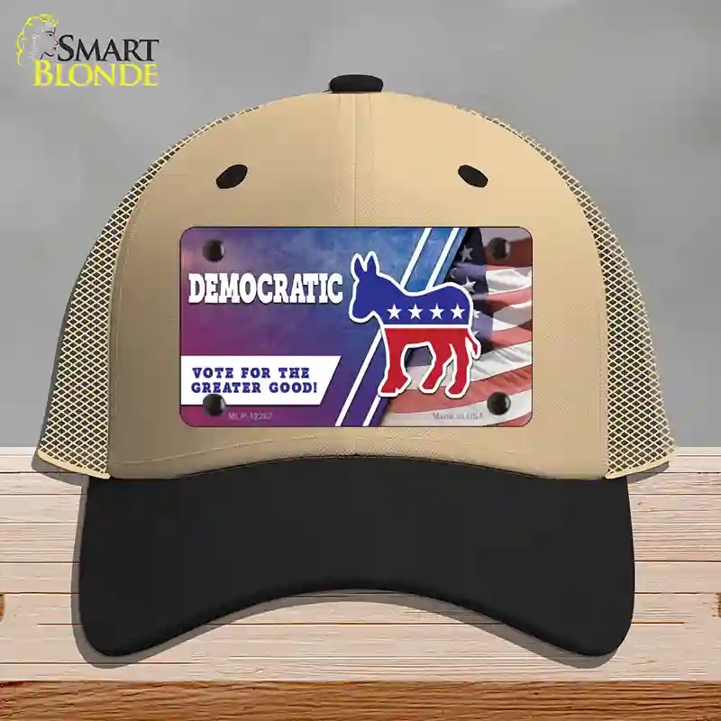 HAT02-MLP-12267 Democratic Vote for Greater Good Novelty License Plate Hat, Mesh - Khaki & Black
