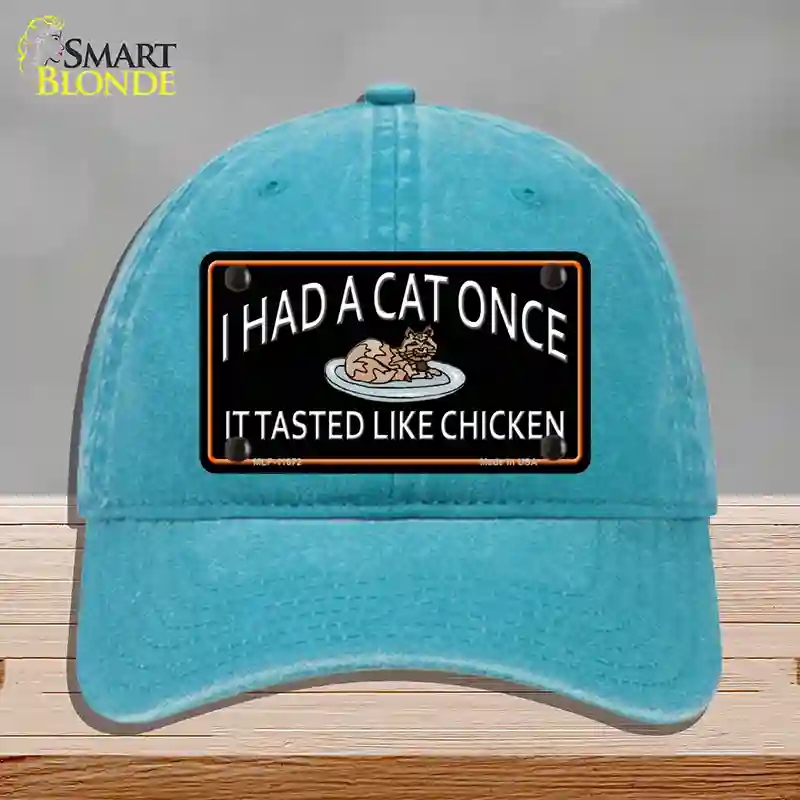 HAT10-MLP-11672 I Had a Cat Once Novelty License Plate Hat, Unconstructed Cotton - Lake Blue