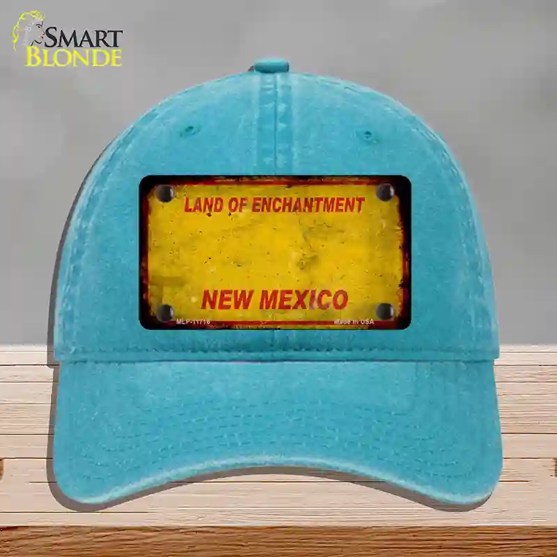 HAT10-MLP-11716   Mexico Rusty Blank Novelty License Plate Hat, Unconstructed Cotton - Lake Blue