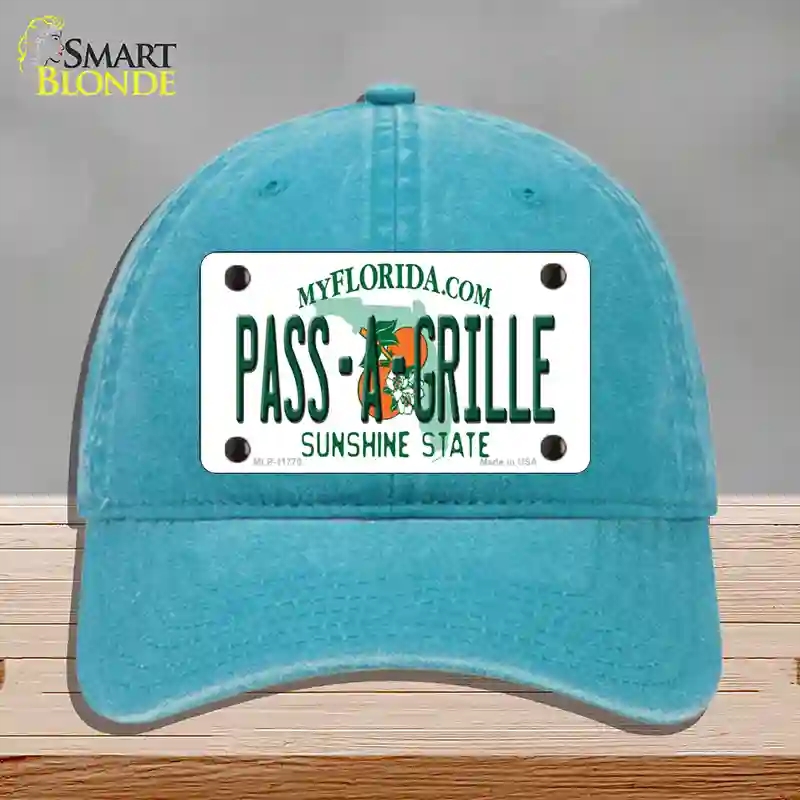 HAT10-MLP-11770 Pass a Grille Florida Novelty License Plate Hat, Unconstructed Cotton - Lake Blue
