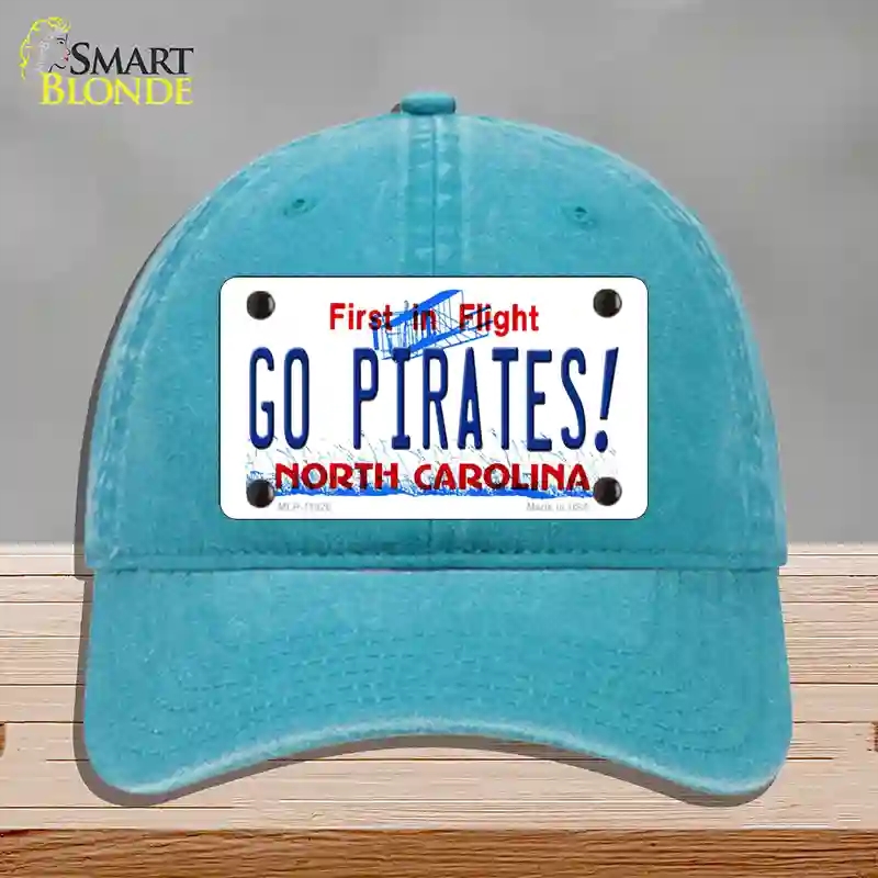 HAT10-MLP-11826 Go Pirates North Carolina Novelty License Plate Hat, Unconstructed Cotton - Lake Blue