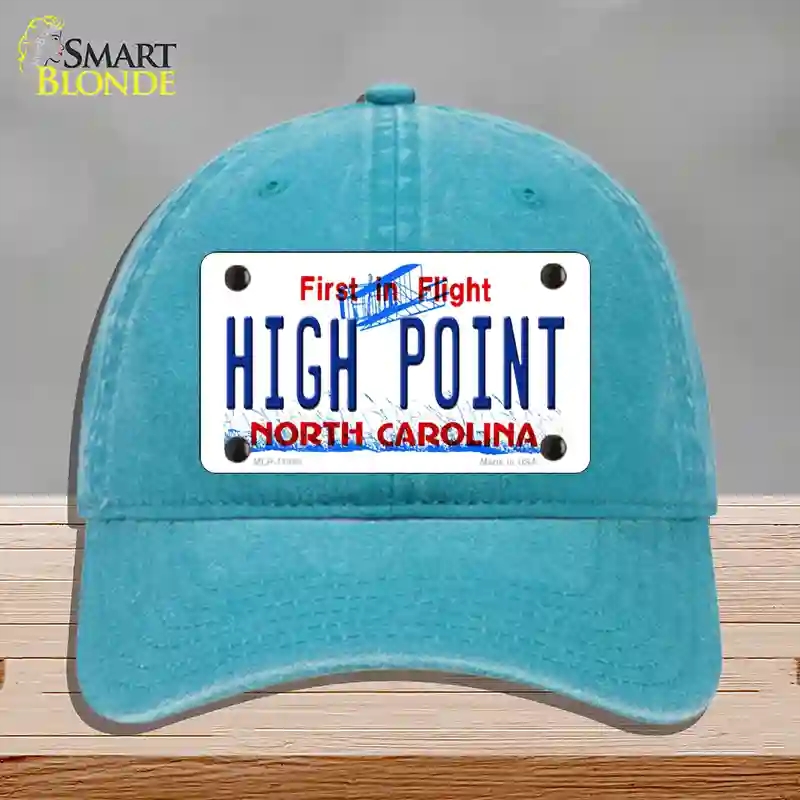 HAT10-MLP-11848 High Point North Carolina Novelty License Plate Hat, Unconstructed Cotton - Lake Blue