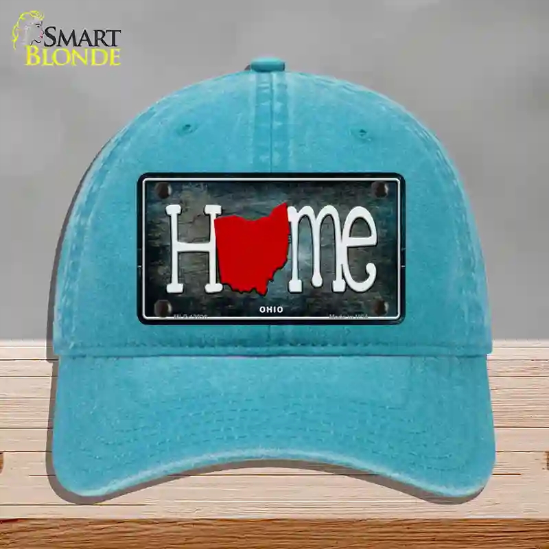 HAT10-MLP-12026 Ohio Home State Outline Novelty License Plate Hat, Unconstructed Cotton - Lake Blue