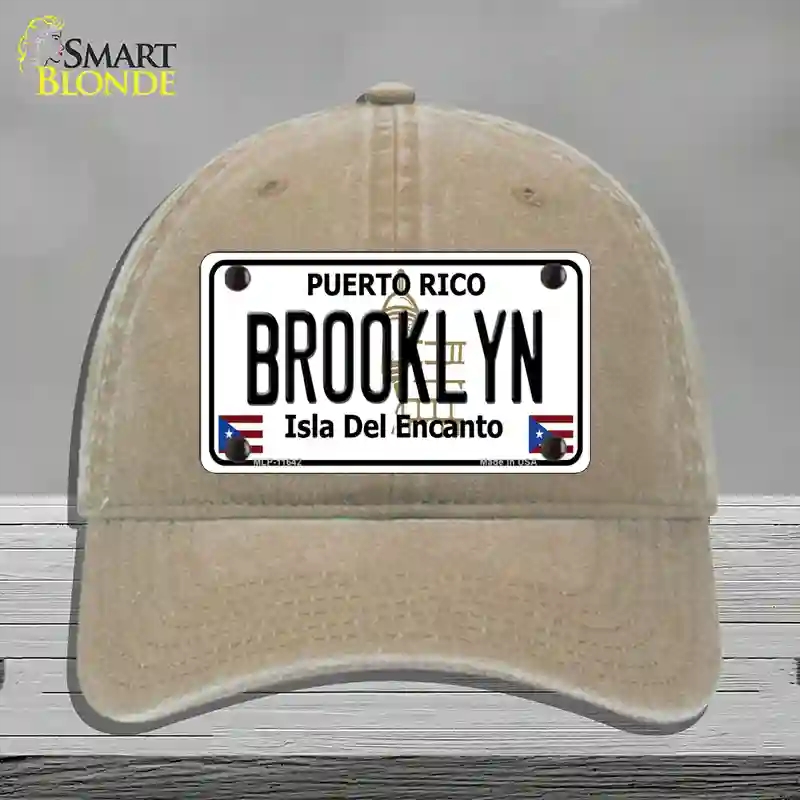 HAT09-MLP-11642 Brooklyn Puerto Rico Novelty License Plate Hat, Unconstructed Cotton - Khaki