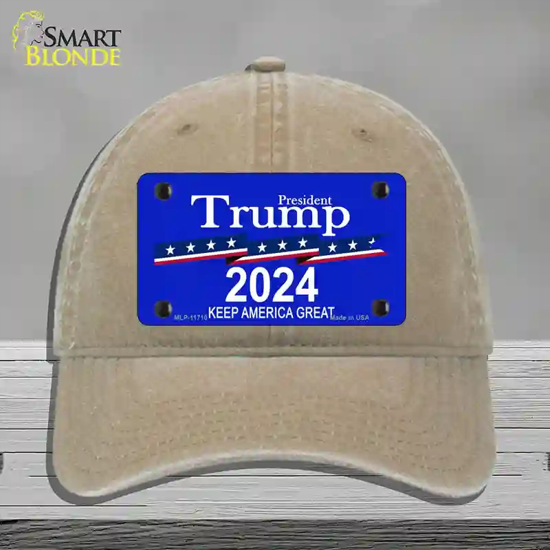 HAT09-MLP-11710 President Trump 2024 Novelty License Plate Hat, Unconstructed Cotton - Khaki
