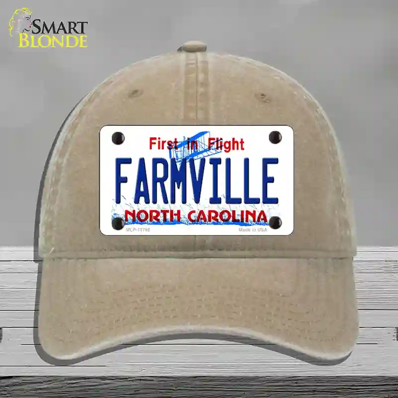 HAT09MLP11746 Farmville North Carolina State Novelty License Plate Hat44 Unconstructed Cotton  Khaki