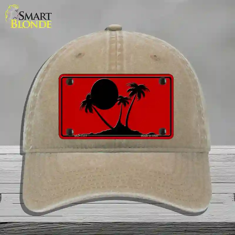 HAT09-MLP-1177 Island Palms Novelty License Plate Hat, Unconstructed Cotton - Khaki