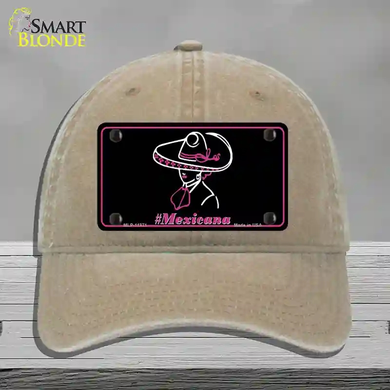 HAT09-MLP-11871 Hashtag Mexicana Novelty License Plate Hat, Unconstructed Cotton - Khaki