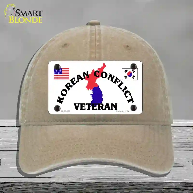 HAT09-MLP-120 Korean Conflict Veteran Novelty License Plate Hat, Unconstructed Cotton - Khaki