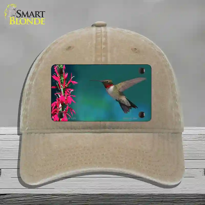 HAT09-MLP-1201 Humming Bird Novelty License Plate Hat, Unconstructed Cotton - Khaki