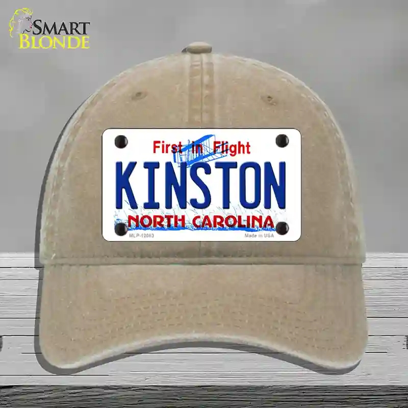 HAT09-MLP-12083 Kinston North Carolina State Novelty License Plate Hat, Unconstructed Cotton - Khaki