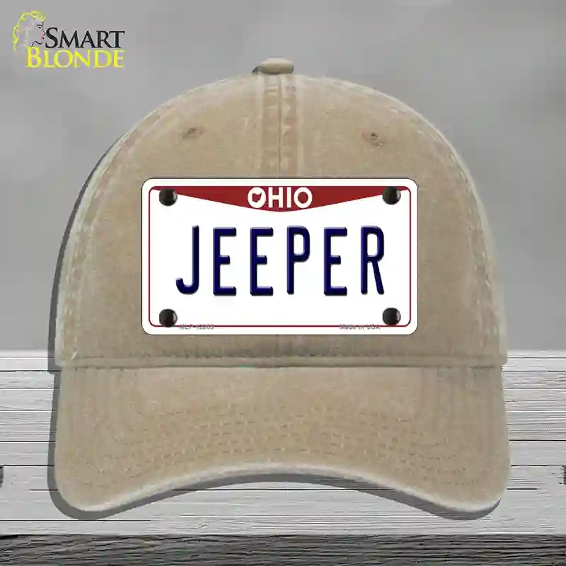 HAT09-MLP-12285 Ohio Jeeper Novelty License Plate Hat, Unconstructed Cotton - Khaki