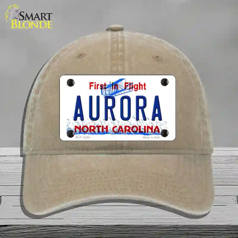 HAT09-MLP-12294 North Carolina Aurora Novelty License Plate Hat, Unconstructed Cotton - Khaki