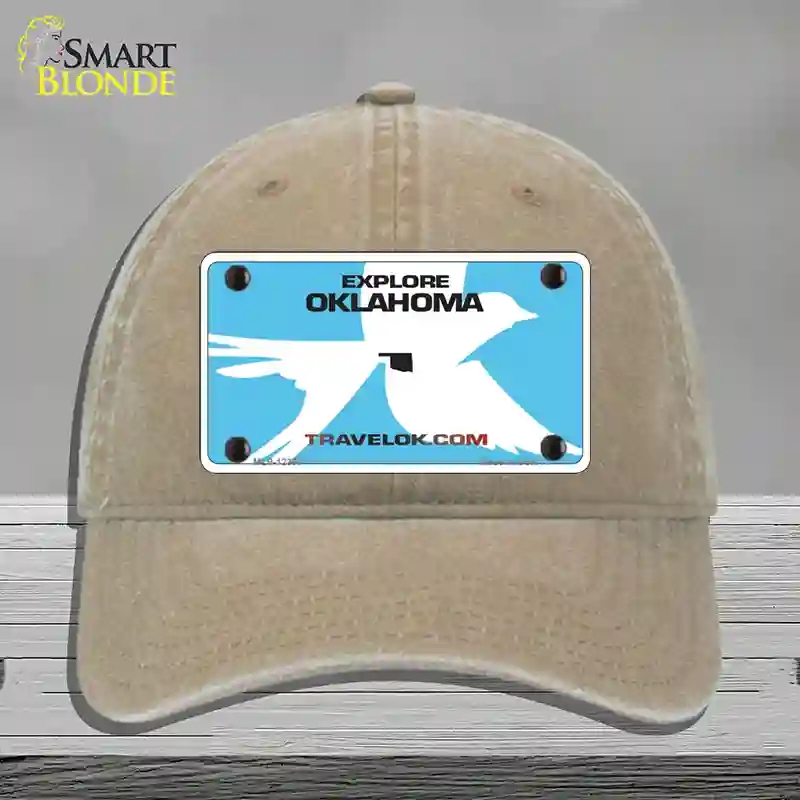 HAT09-MLP-12307 Oklahoma Travel Blank Novelty License Plate Hat, Unconstructed Cotton - Khaki