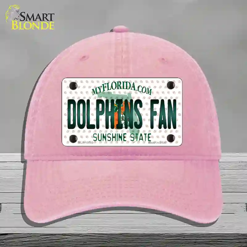 HAT12-MLP-10759 Dolphins Fan Florida Novelty License Plate Hat, Unconstructed Cotton - Pink