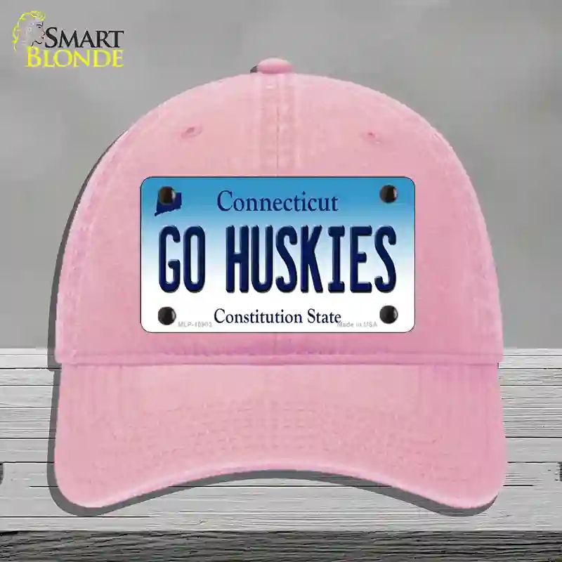 HAT12-MLP-10903 Go Huskies Connecticut Novelty License Plate Hat, Unconstructed Cotton - Pink