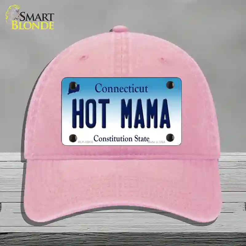 HAT12-MLP-10910 Hot Mama Connecticut Novelty License Plate Hat, Unconstructed Cotton - Pink