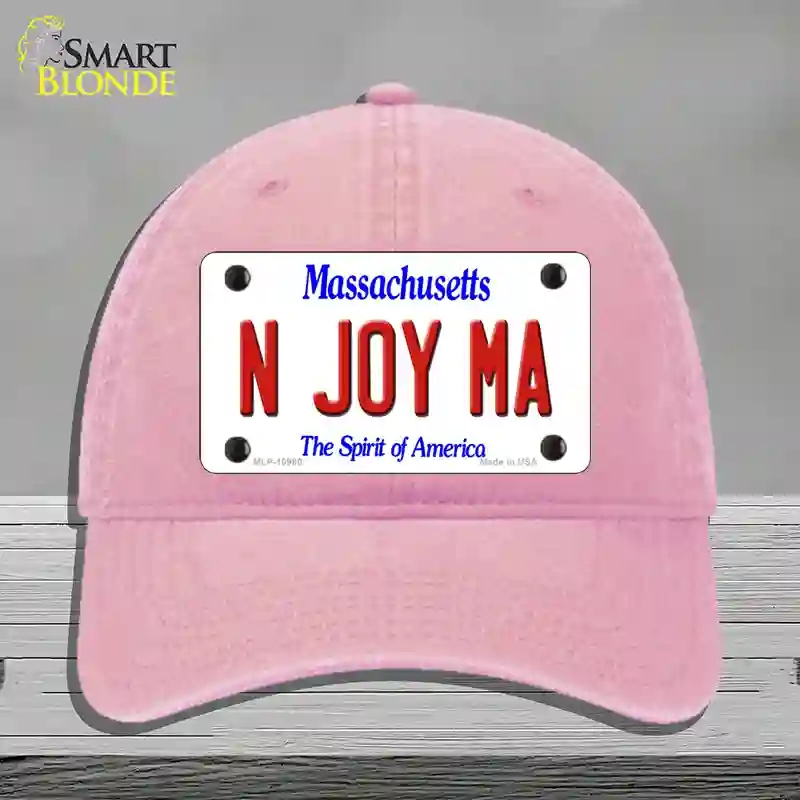 HAT12-MLP-10980 N Joy MA Massachusetts Novelty License Plate Hat, Unconstructed Cotton - Pink