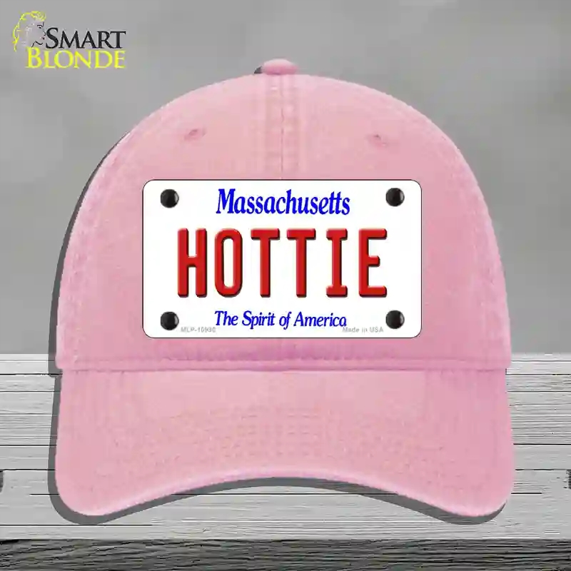 HAT12-MLP-10996 Hottie Massachusetts Novelty License Plate Hat, Unconstructed Cotton - Pink