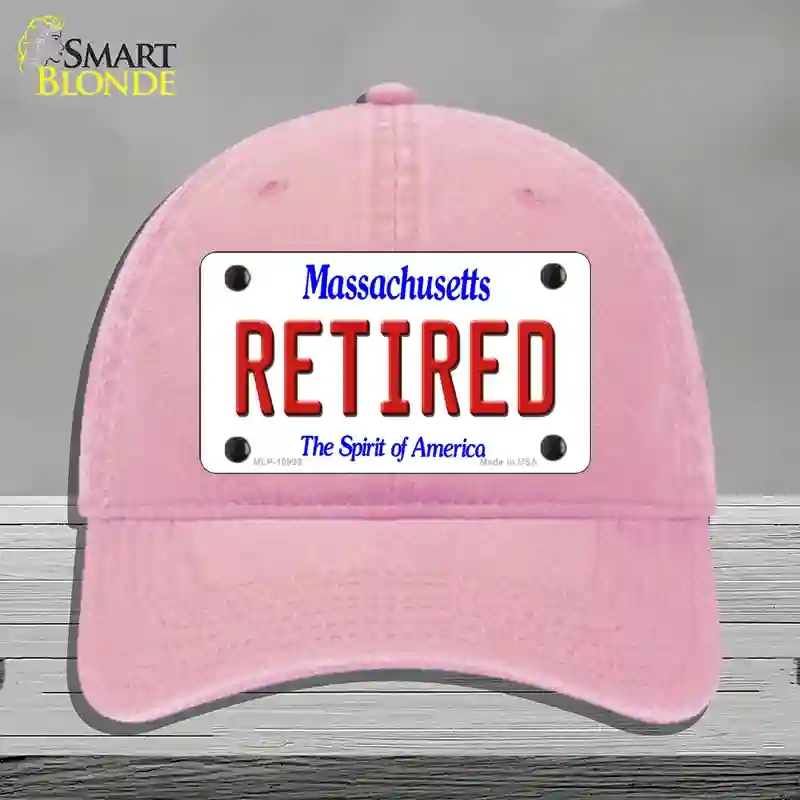 HAT12-MLP-10999 Retired Massachusetts Novelty License Plate Hat, Unconstructed Cotton - Pink