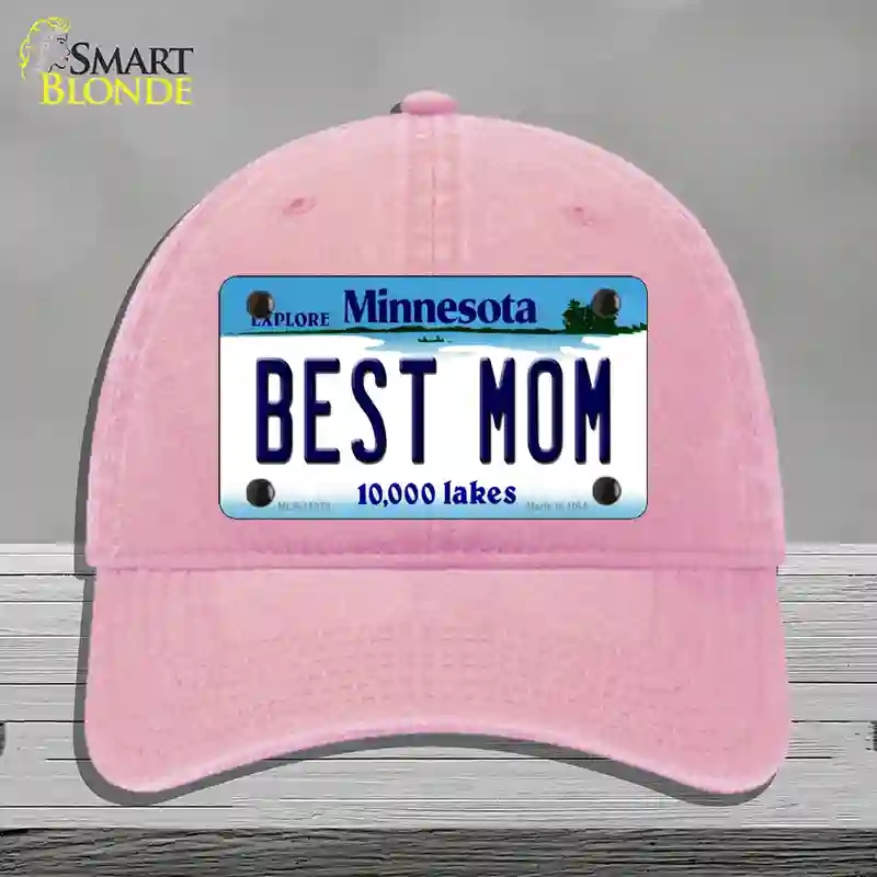 HAT12-MLP-11079 Best Mom Minnesota State Novelty License Plate Hat, Unconstructed Cotton - Pink
