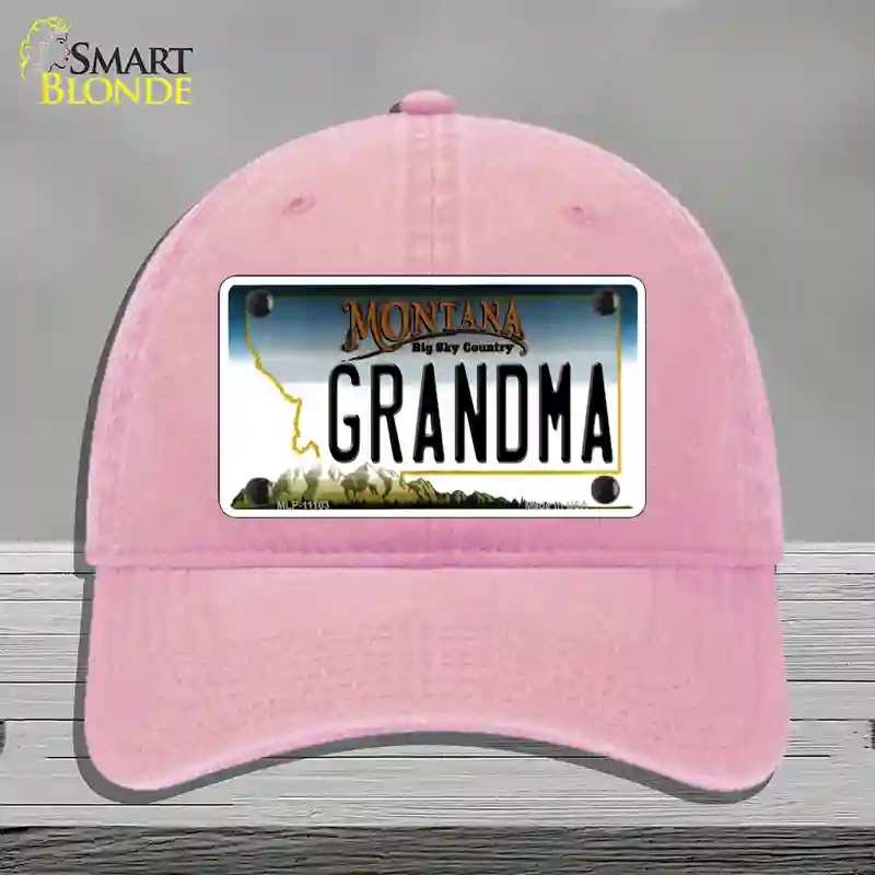 HAT12-MLP-11103 Grandma Montana State Novelty License Plate Hat, Unconstructed Cotton - Pink