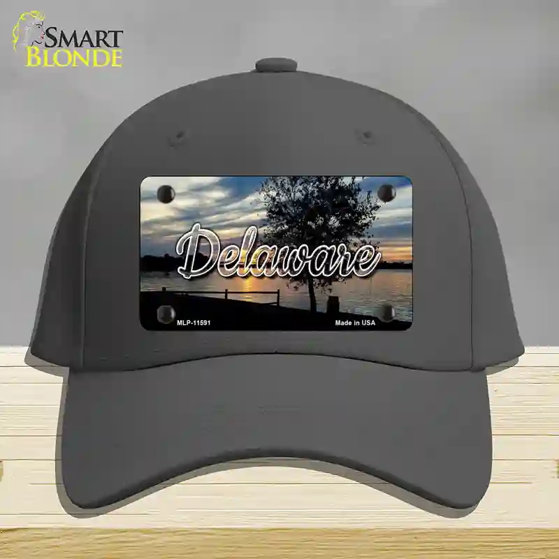 HAT04-MLP-11591 Delaware River Sunset State Novelty License Plate Hat, Cotton - Charcoal