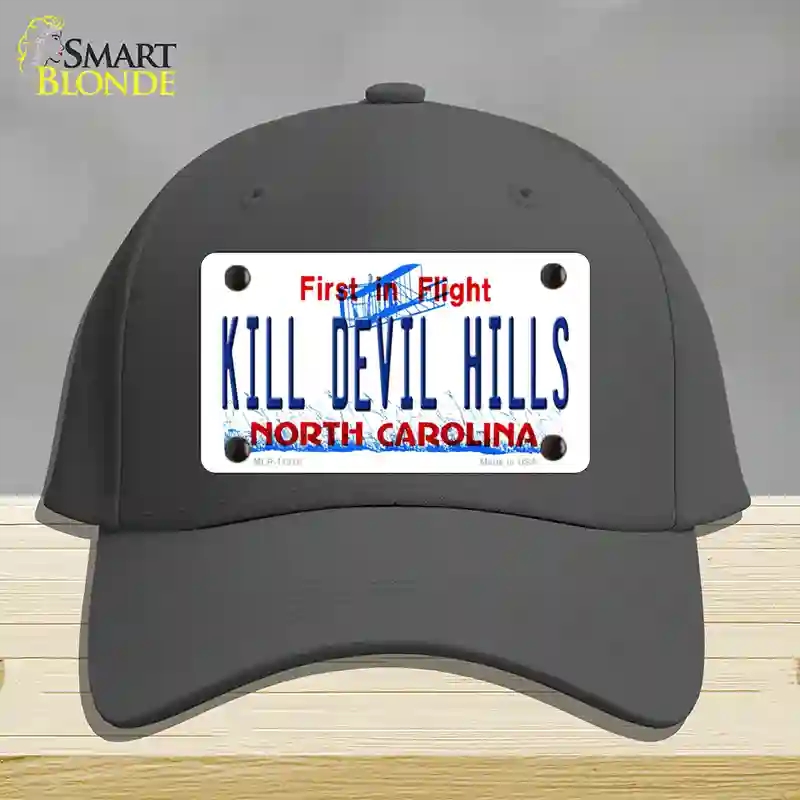 HAT04-MLP-11818 Kill Devil Hills North Carolina Novelty License Plate Hat, Cotton - Charcoal