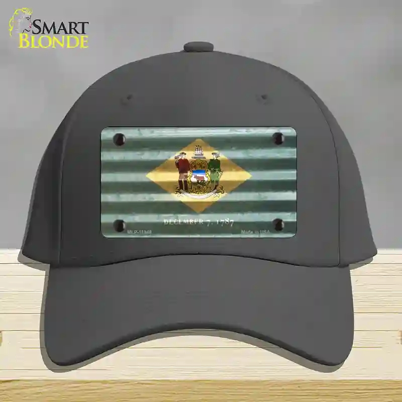 HAT04-MLP-11949 Delaware Corrugated Flag Novelty License Plate Hat, Cotton - Charcoal