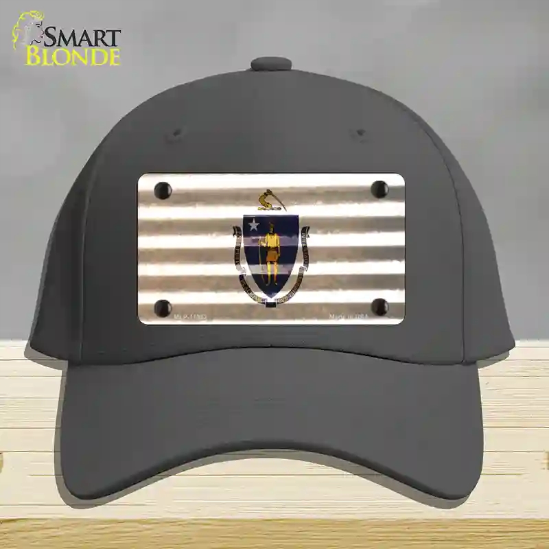 HAT04-MLP-11962 Massachusetts Corrugated Flag Novelty License Plate Hat, Cotton - Charcoal