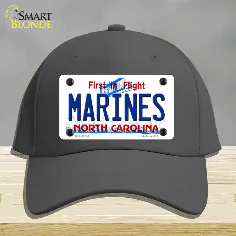 HAT04-MLP-12092 Marines North Carolina State Novelty License Plate Hat, Cotton - Charcoal