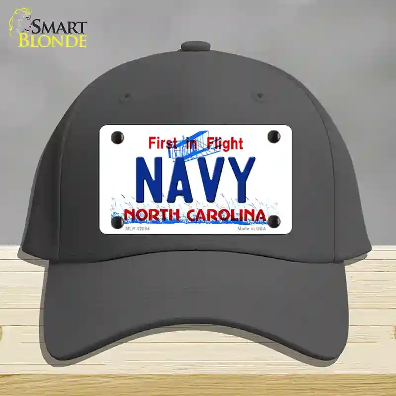 HAT04-MLP-12094 Navy North Carolina State Novelty License Plate Hat, Cotton - Charcoal