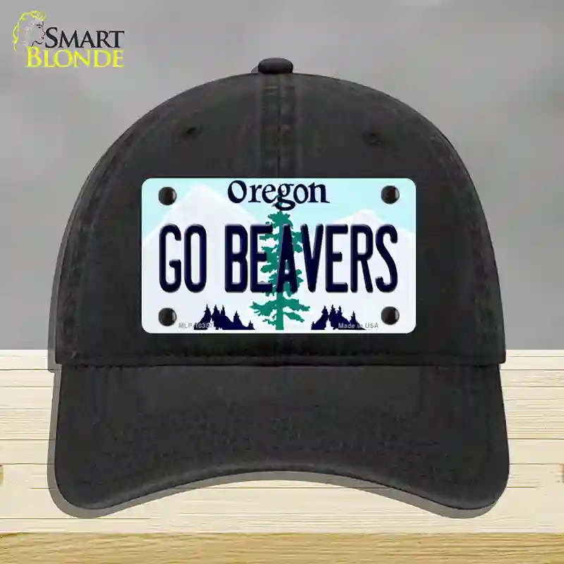 HAT07-MLP-10357 Go Beavers Oregon Novelty License Plate Hat, Unconstructed Cotton - Black