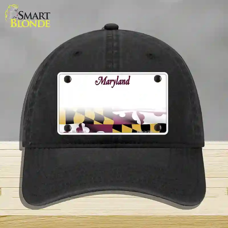 HAT07-MLP-10460 Maryland State Blank Novelty License Plate Hat, Unconstructed Cotton - Black