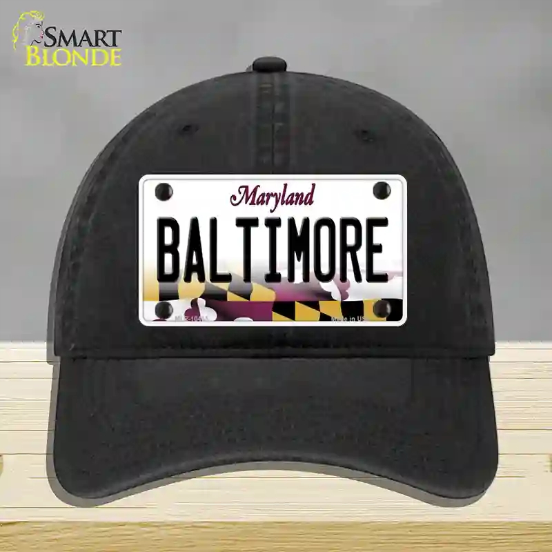 HAT07-MLP-10465 Baltimore Maryland Novelty License Plate Hat, Unconstructed Cotton - Black
