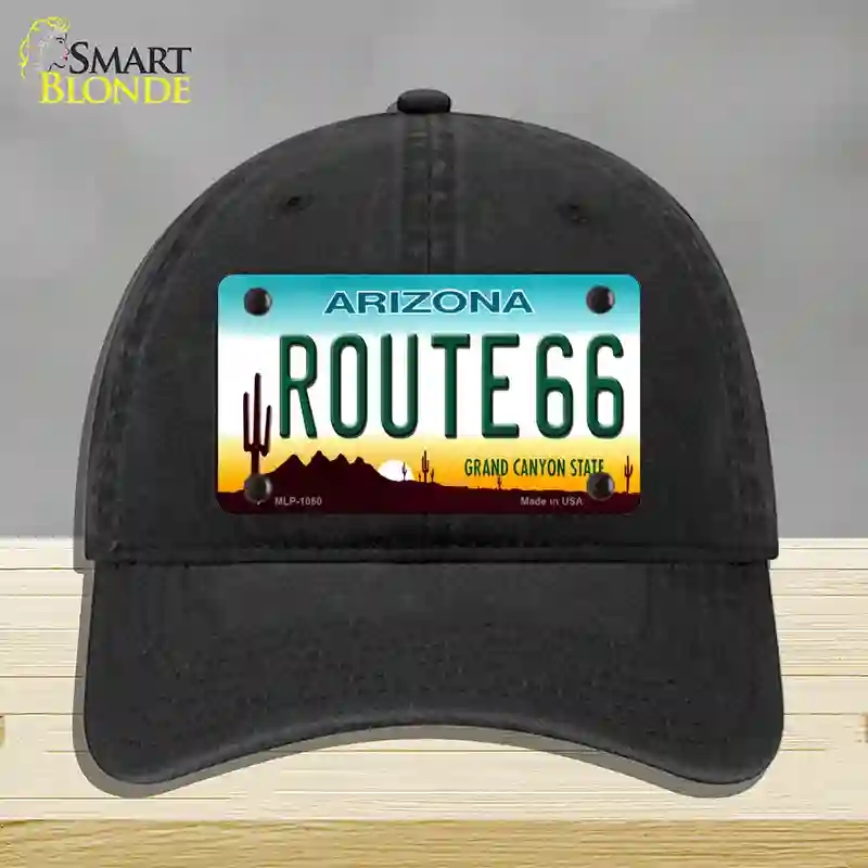 HAT07-MLP-1060 Route 66 Arizona Novelty License Plate Hat, Unconstructed Cotton - Black
