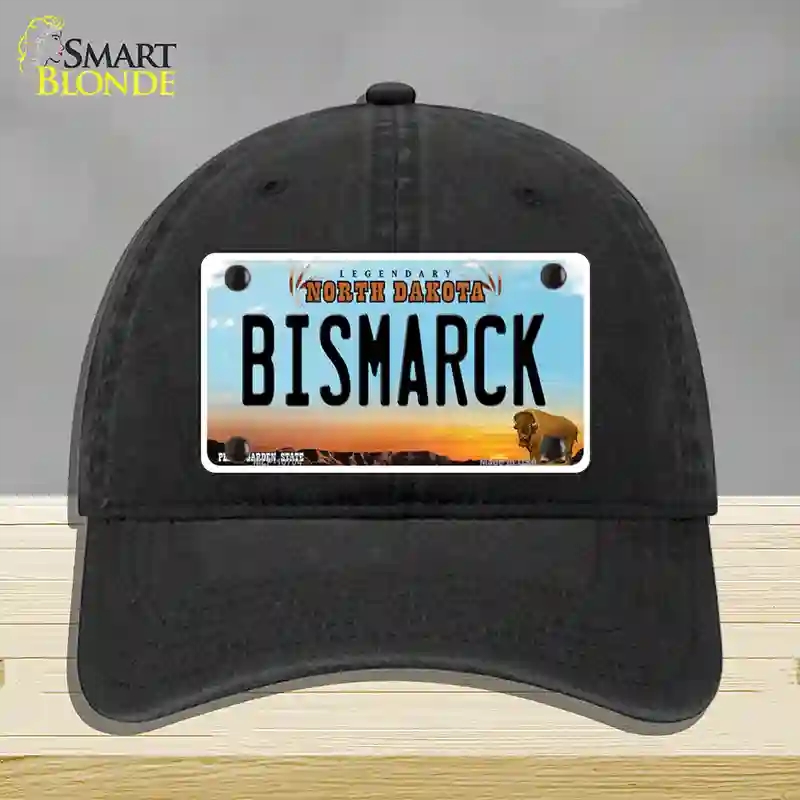 HAT07-MLP-10704 Bismarck North Dakota Novelty License Plate Hat, Unconstructed Cotton - Black