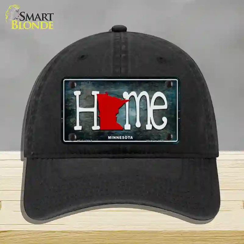 HAT07-MLP-12014 Minnesota Home State Outline Novelty License Plate Hat, Unconstructed Cotton - Black