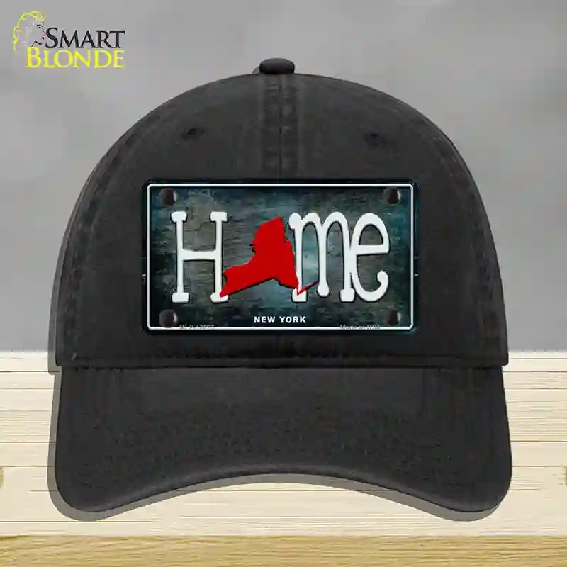 HAT07-MLP-12023   York Home State Outline Novelty License Plate Hat, Unconstructed Cotton - Black